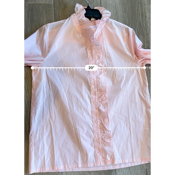 English Factory Ruffle Trim Button-Up pink Shirt size S - Picture 9 of 10